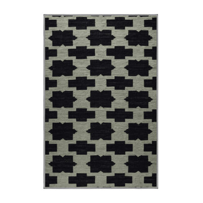 Machine Washable Trellis Gray Area Rug