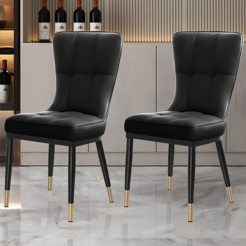 Chaise rembourrée moderne avec structure en métal, Noir