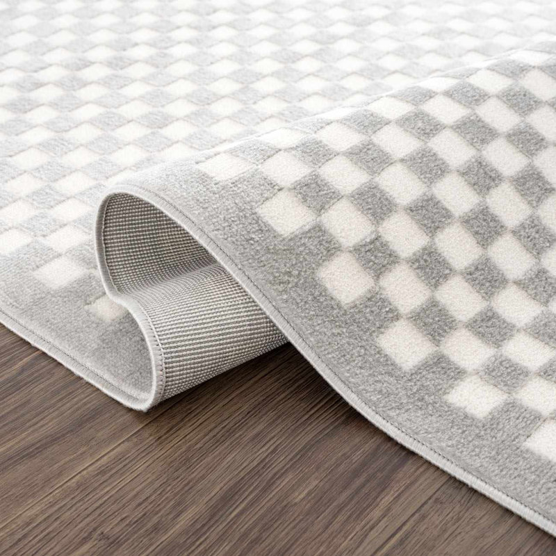 Chaki Distin Machine Washable White / Gray / Off White Area Rug, White/Gray/Off White, Rectangle 7'10" x 10'