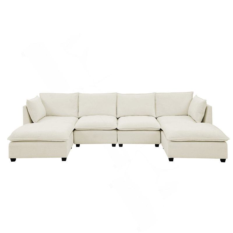 Comfy Cloud Sectional Sofa Set, Beige