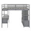 Lit mezzanine en bois massif robuste avec tiroirs de rangement intégrés et bibliothèque