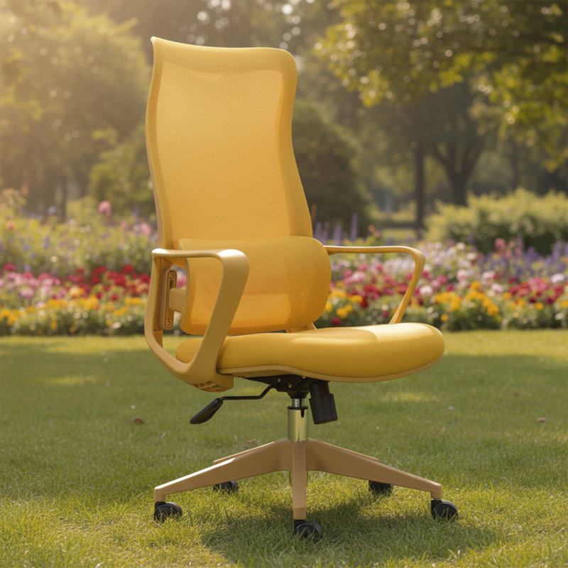 Fauteuil de bureau ergonomique et coloré 350LBS Home Office Mesh, Yellow, Yellow