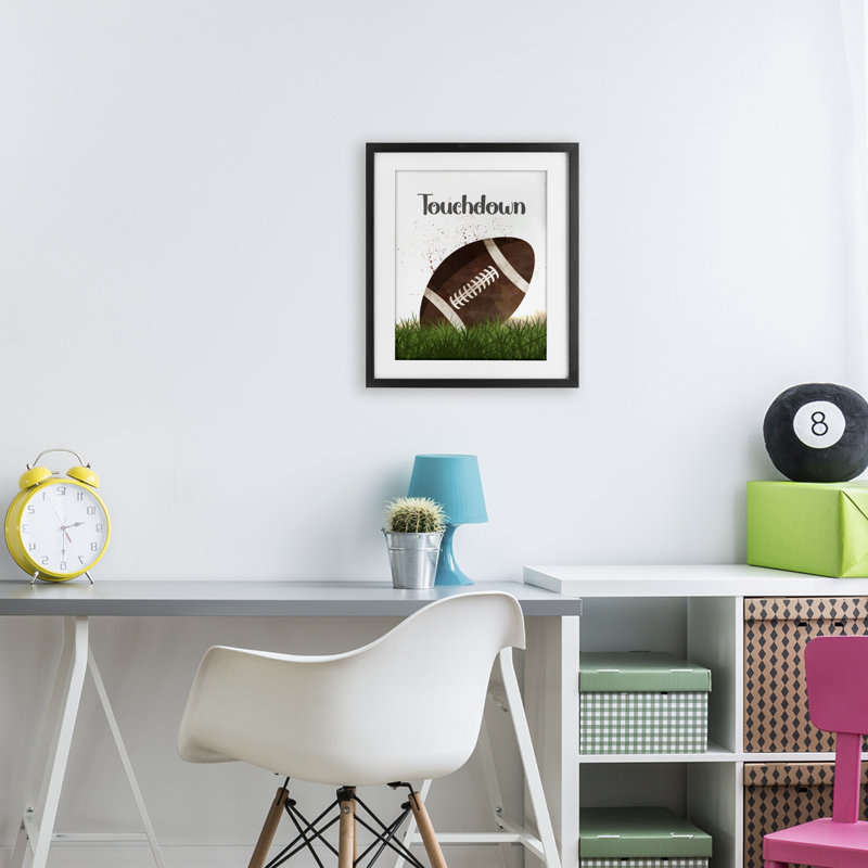 «Have A Ball Touchdown», impression encadrée sous verre, design par Christine Simpson Art, Cadre noir minuit