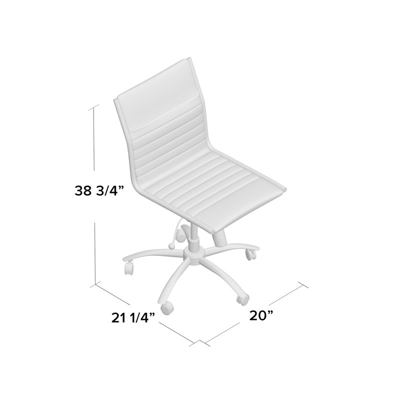 Naida Faux Leather Swivel Task Chair, Black Faux Leather, No