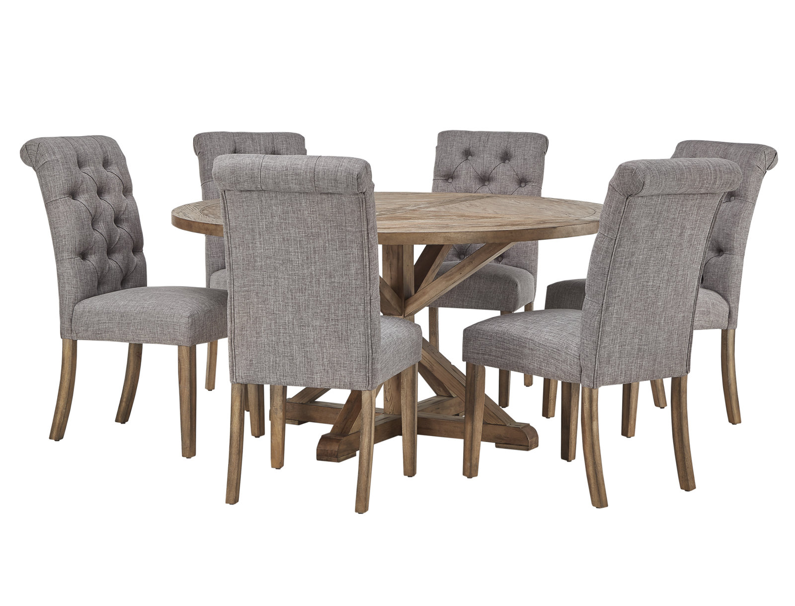 Deane 6 - Person Pedestal Dining Set, Grey Linen