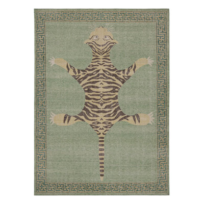 Distressed Homage Hand Knotted Wool Animal Print Area Rug