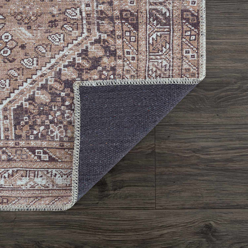 Tapis brun en polyester tissé à la machine Lunagrace, Tapis de couloir 2 pi 7 po x 7 pi 10 po