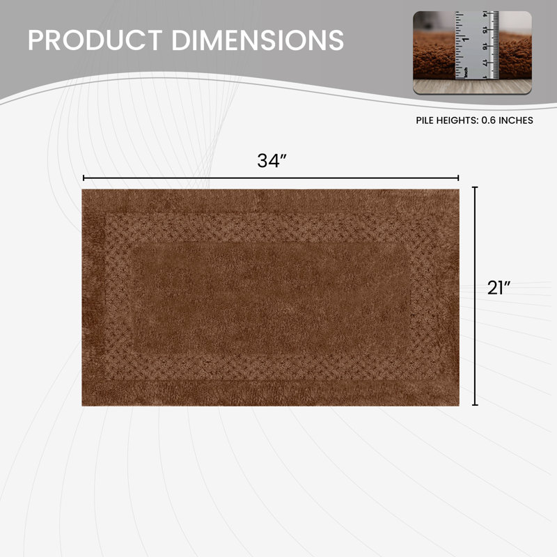 Tapis pour salle de bain Antigona, l 21 po x L 34 po, Brun