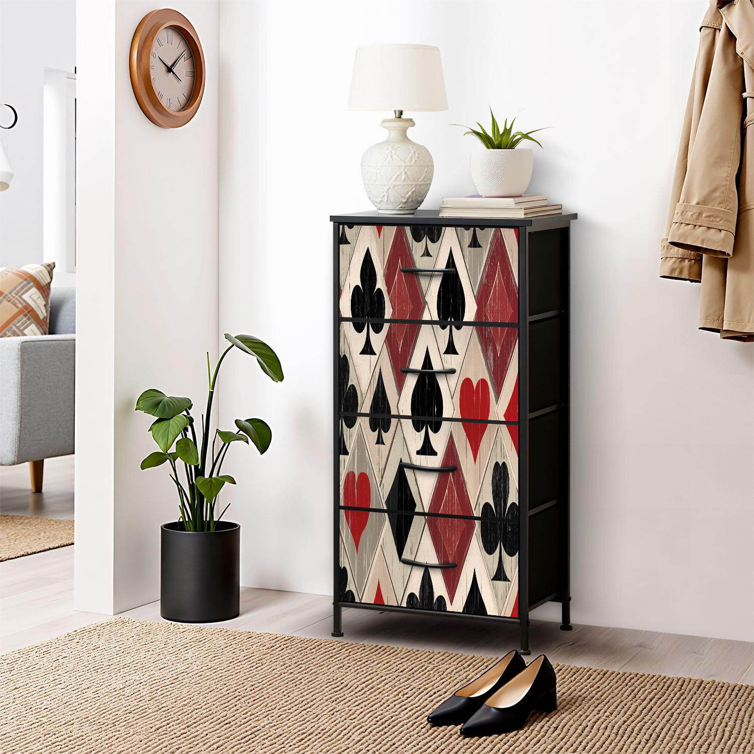 red and black dresser A red whimsical dresser to brighten any room