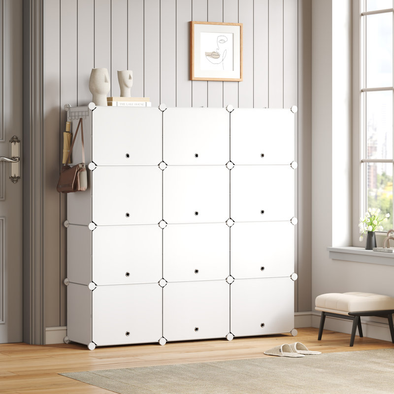 42 Pair Stackable Shoe Storage Cabinet, White