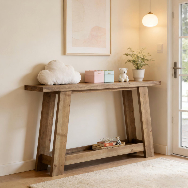 Narrow Sofa Table,Two-Tier Console Table,Wooden Entryway Table