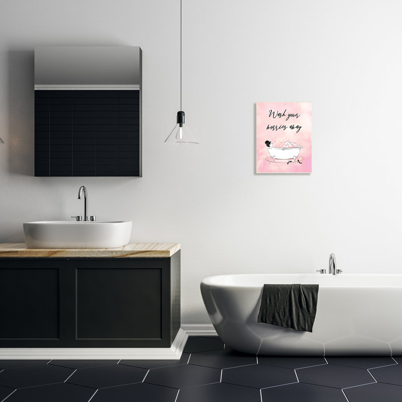 «Bubble Bath Glam Pink Bubbles», art textuel, H 19 po x l 13 po x P 0,5 po, Sans cadre