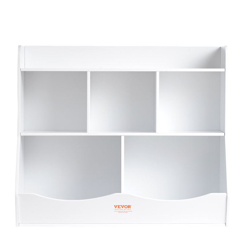 White 35" Kids Toy Storage Organizer with Bookshelf