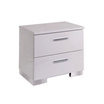 2 Drawers Nightstand With Chrome Legs
