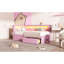 Lit plateforme tapissier simple avec ports USB et ceinture à DEL, avec 2 tiroirs, rose-1857127934