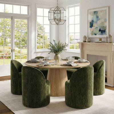 Ensemble de table de salle à manger pour 6 personnes avec table ronde et 6 chaises rembourrées