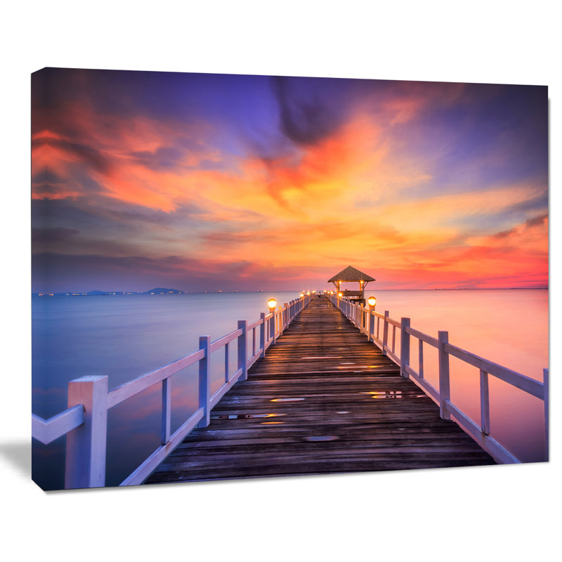 Paysage, pont en bois, reproduction de photo sur toile - pont en bois, H 8 po x l 12 po