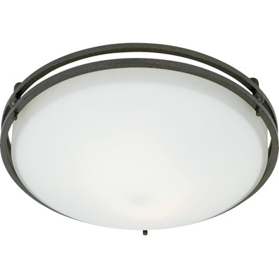 "Quoizel Ozark 2-Light Flush Mount Light – Rustic Elegance in Iron Gate Finish"