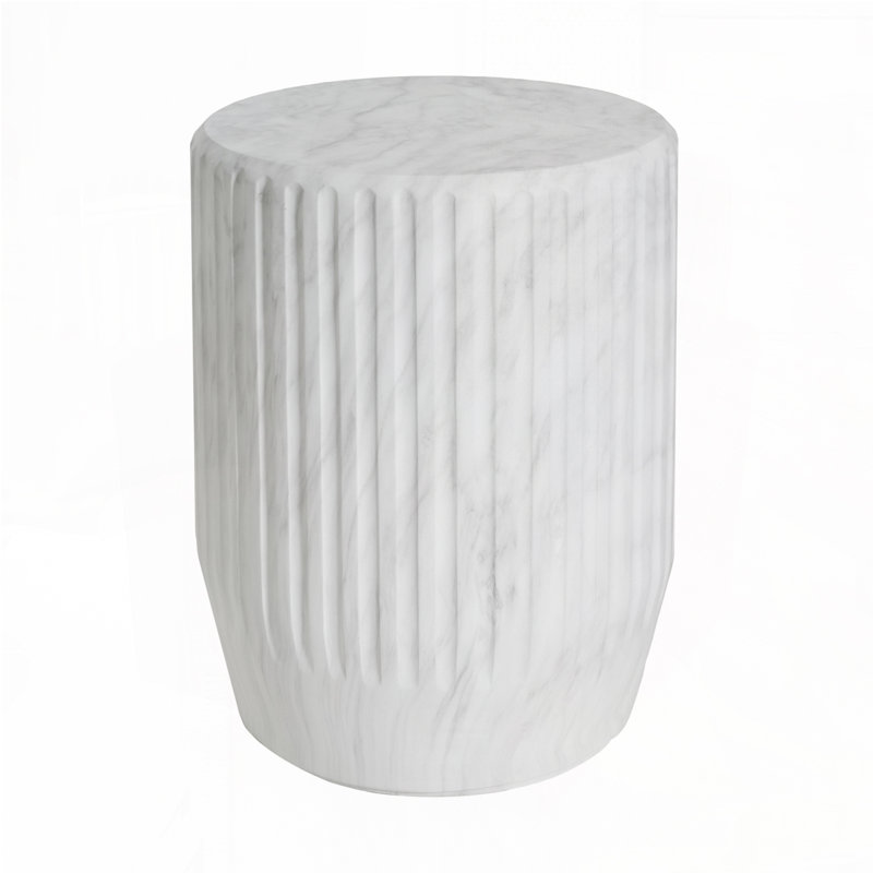 Table d'appoint de patio sculptée avec plateau rond, Blanc
