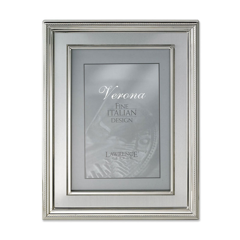 Cadre photo en métal à panneau intérieur argenté brossé, 8 po x 10 po