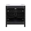 Ensemble de meuble-lavabo double 60 po - Bois massif + panneau de fibres à densité moyenne - 2 pièces - Autoportant - Noir - Portes à fermeture en douceur et tablettes réglables
