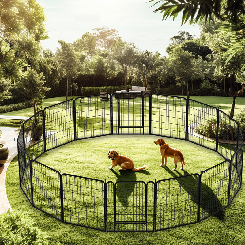 Clôture d'extérieur pour animaux en métal - 16 panneaux, parc pour chien de 31,7 po de hauteur avec mécanisme de verrouillage automatique rouille - Formes polyvalentes