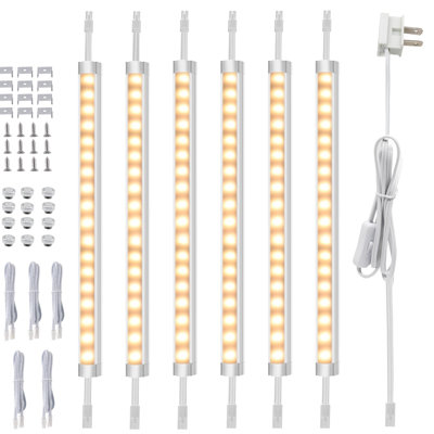 Éclairage DEL encastrable à intensité variable pour cuisine, placard, établi et armoire - ensemble de six lumières de 12 pouces