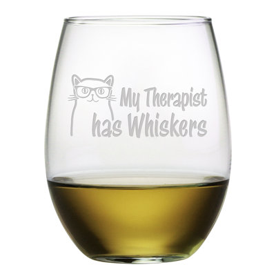 My Therapist Has Whiskers 21oz. Wine Glass Set