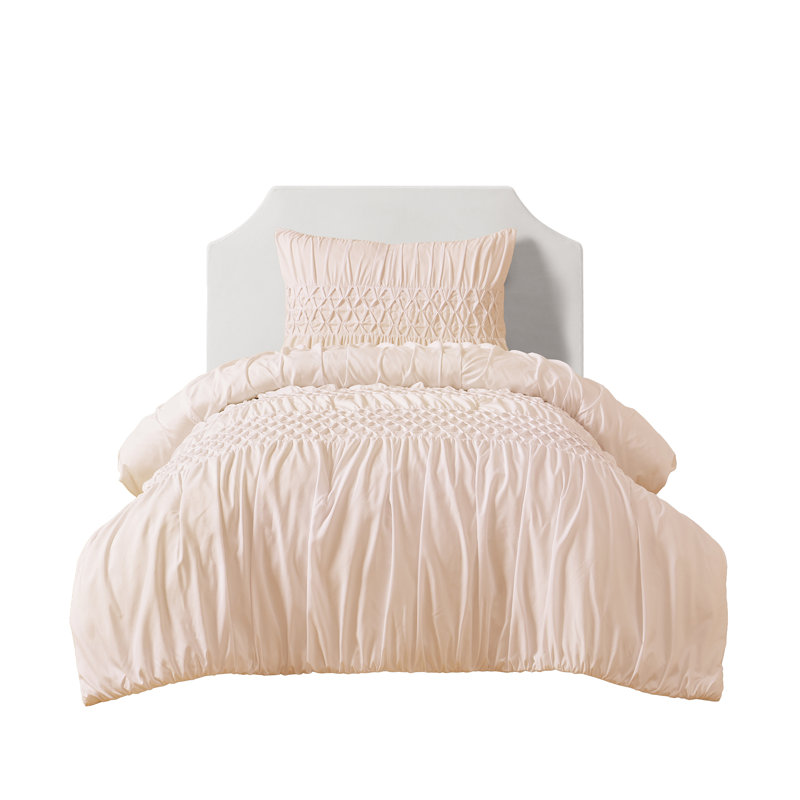 Ensemble d'édredon réversible texturé 2 pièces Ash, Lit simple, 2, Rosé