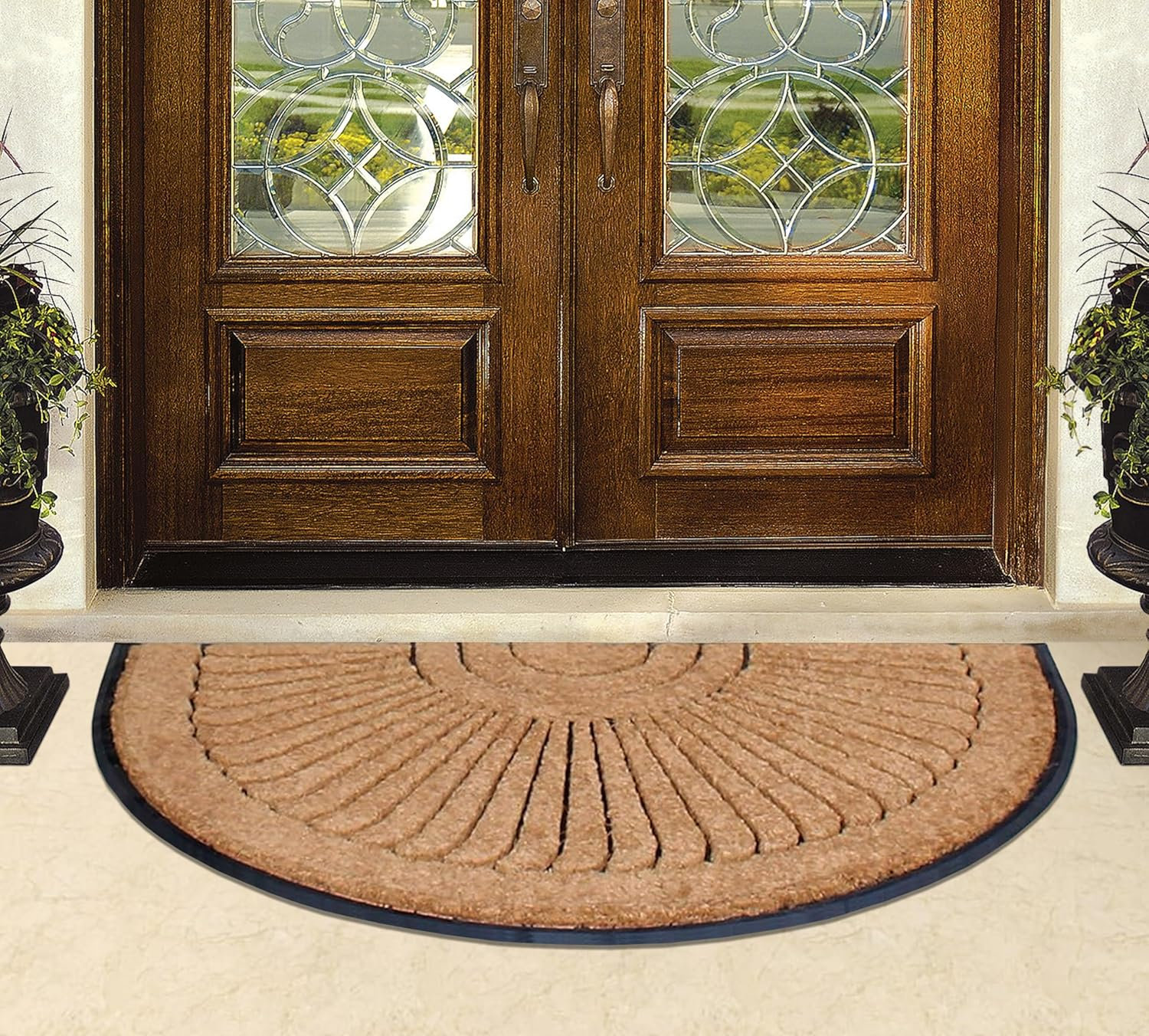 Non-Slip Outdoor Doormat, Semi-Circle 3' x 6'