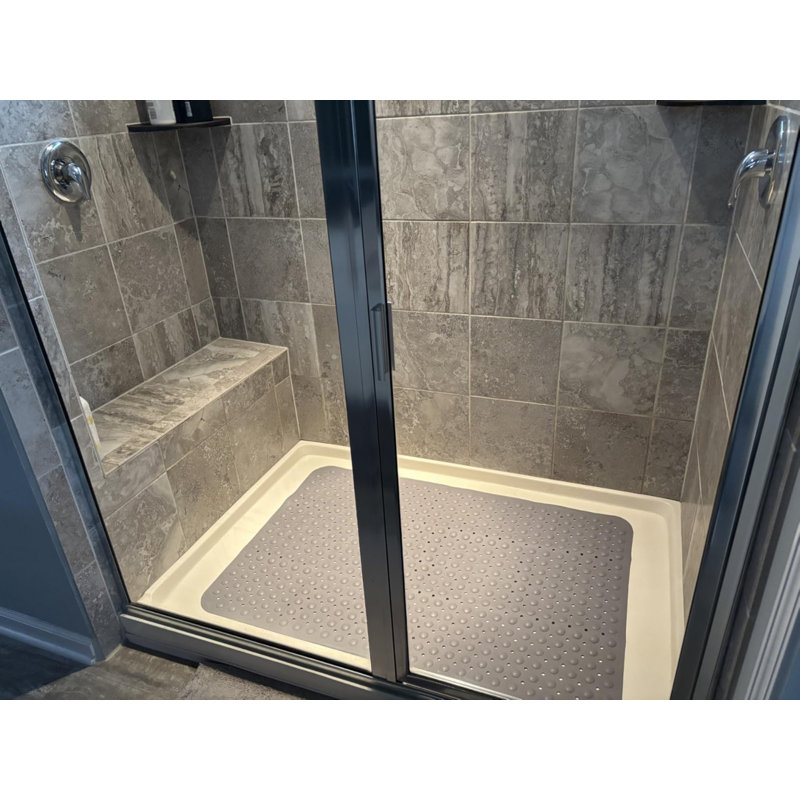 Tapis de douche extra large et épais en TPE antidérapant avec ventouses, 90 x 60 cm, tapis de bain massant pour les pieds, idéal pour les douches à l'italienne, les spas et les usages commerciaux.