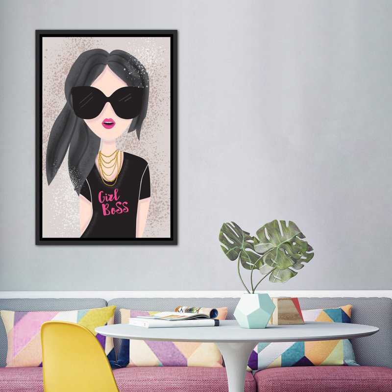 «Everyday Girl Boss III» par Lisa White boutons - impression d'art graphique, H 60 po x l 40po x P 1,5 po, Pas de tapis