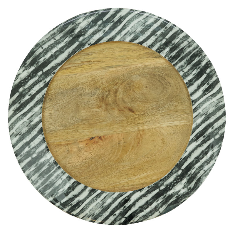 Sousplat Collection Wood Striped Charger, Black