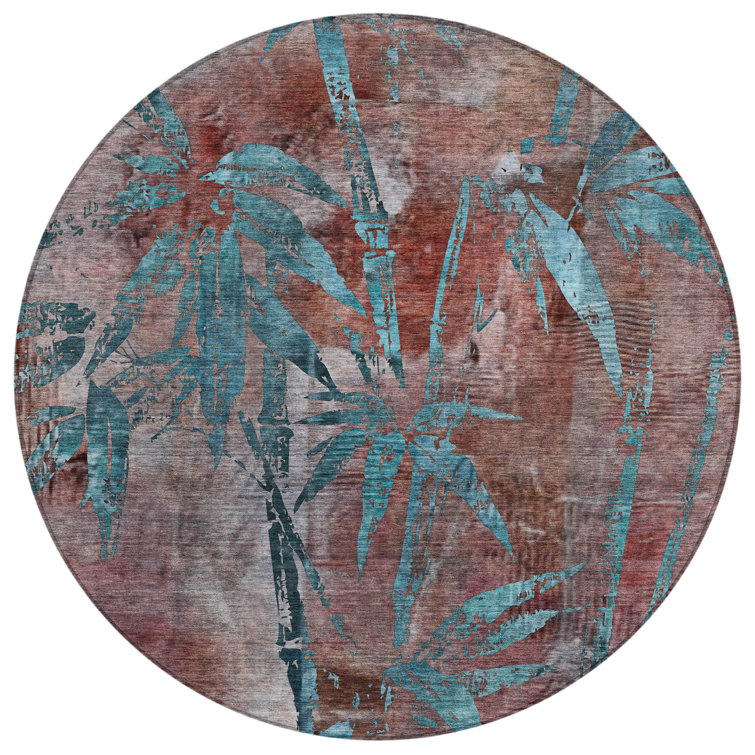 Machine Washable Indoor/Outdoor Lafferty ACN2222 Botanical Rug