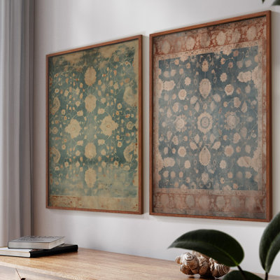 Vintage  Abstract I  -Framed Giclee Print - Set of 2