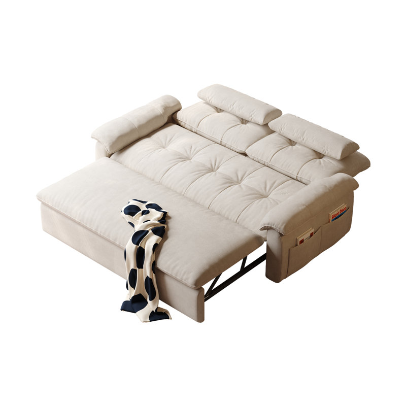 70.87 "3-in-1 Pull-Out Sofa Bed with Adjustable Backrest, Storage Armrests & Cozy Adult Sleep, White