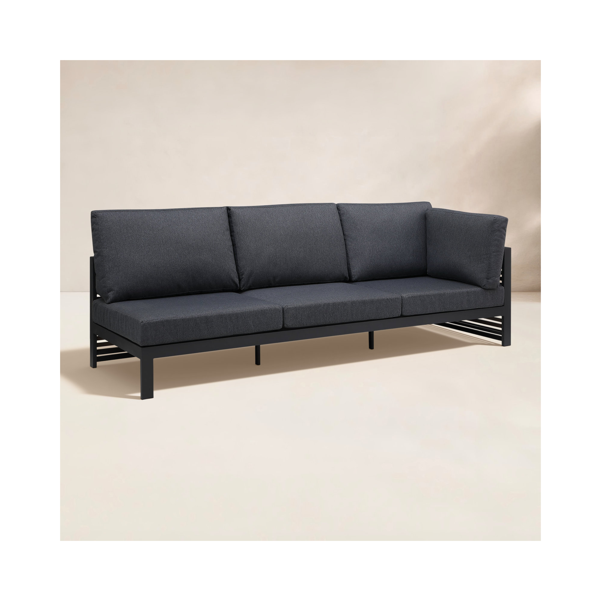 Pawni Teak 96.85'' Outdoor Patio Sectional Sofa with Custom Cover, Right Hand Facing