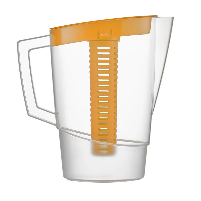 2.2L Orange Plastic Slim Fridge Water Juice Jug Dispenser Large Handle & Infusion Core, Orange