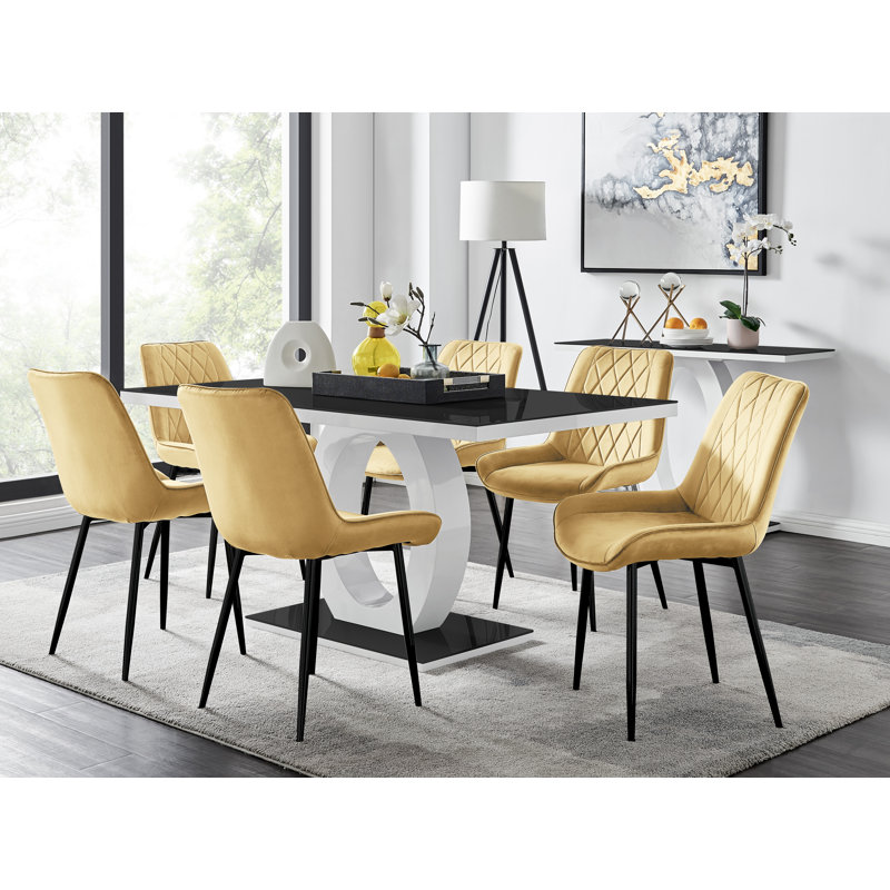 Bekircan 6 - Person Dining Set, Mustard/Black