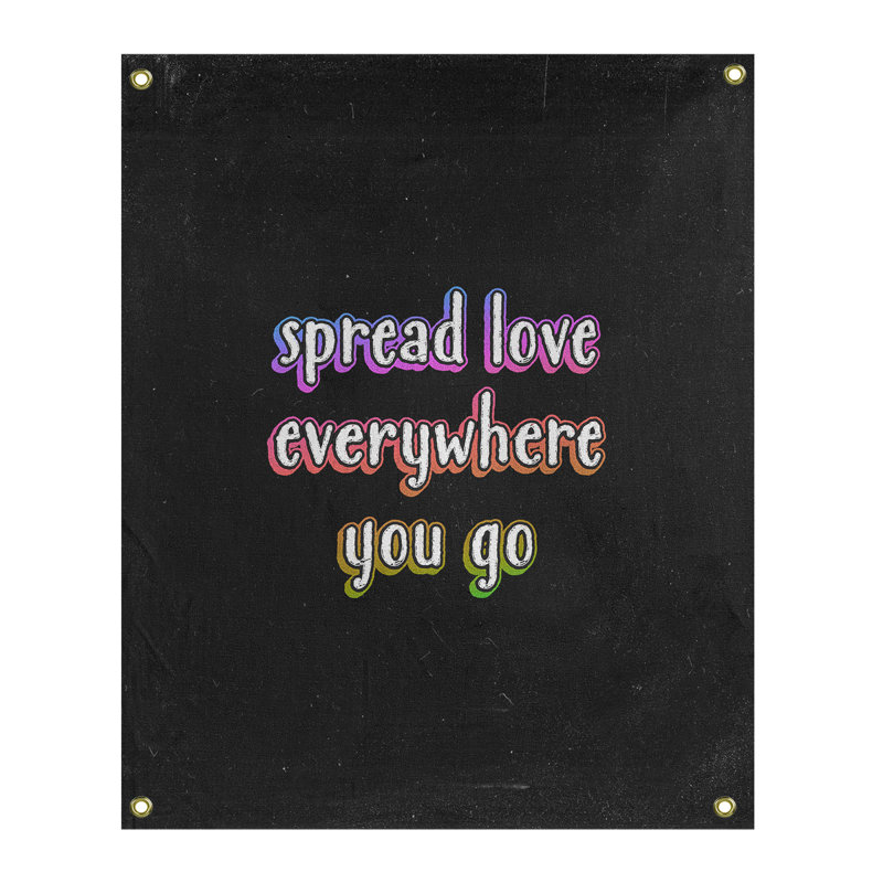 Tapisserie tableau noir en polyester spread quote, H 80 po x l 59 po, Arc-en-ciel