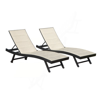 Ensemble de 2 chaises longues de patio, chaises longues d'extérieur, chaise longue en aluminium textilene avec dossier réglable