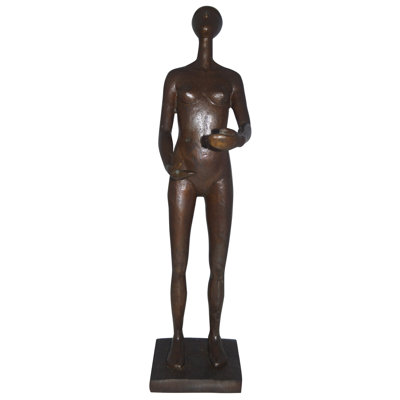 Statue abstraite de fille nue debout en bronze - Taille: L 6 po x l 6 po x H 24 po.