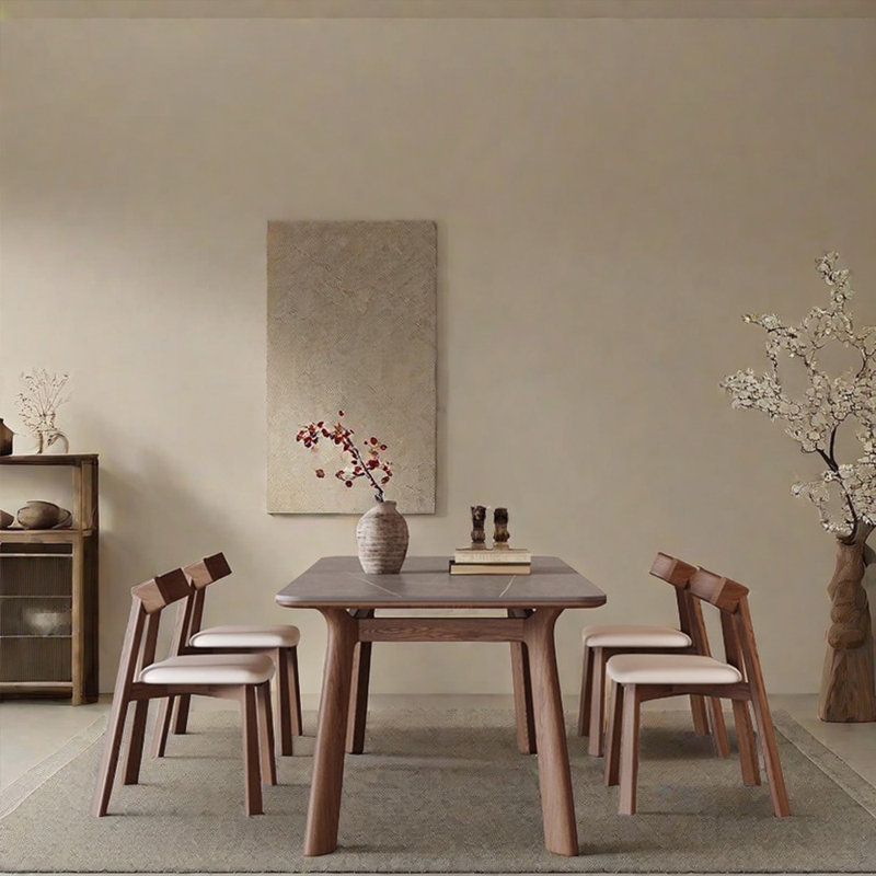 Light luxury style rectangular dining table sets, 29.53" H x 62.99" L x 31.5" W