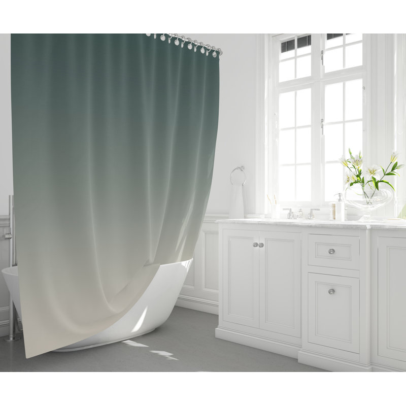 Rideau de douche simple Ombre, H 72 po x l 70 po, Vert/gris