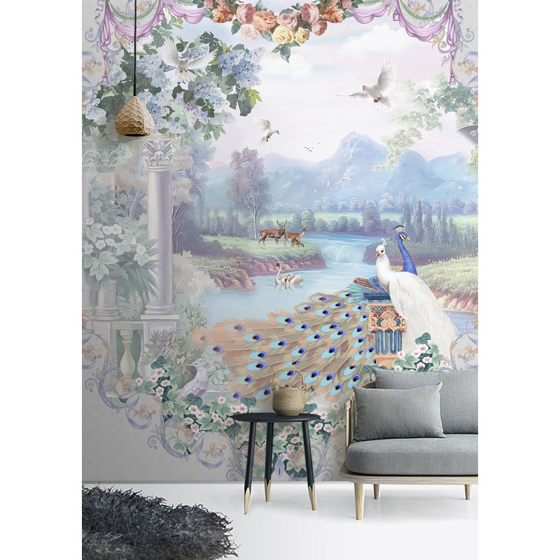 Animal Print;Floral Wall Mural, 9.5' L x 17' W