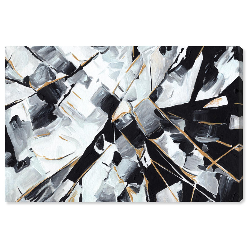 Art sur toile, "Ethereal Lines", H 25 po x l 37 po, Noir, noir, noir, noir, Reproduction encadrée sans passe-partout