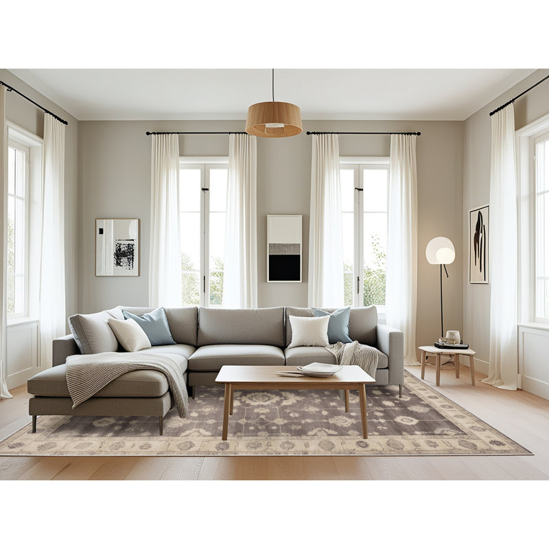 Tapis beige surteint lavable à la machine, Rectangulaire 8 pi x 12 pi