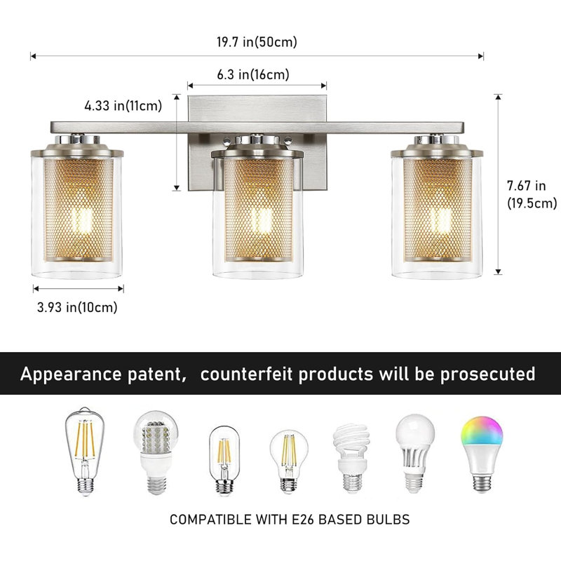 3 - Light Dimmable Vanity Light