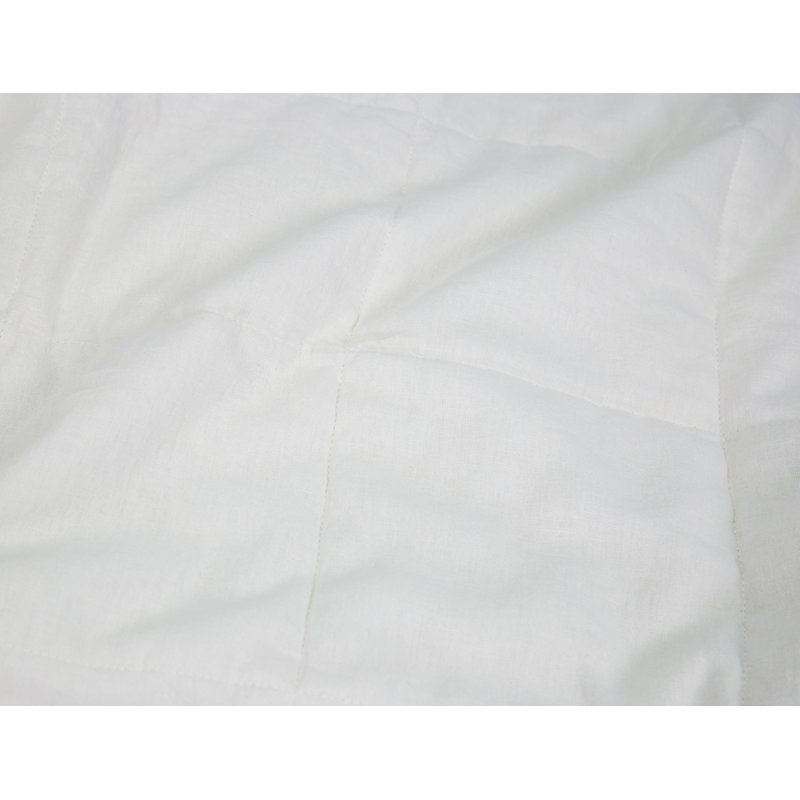 Stone Washed Linen Blend Box Stitch Quilt and Pillow Shams Set, Off White, Queen Quilt + 2 Shams