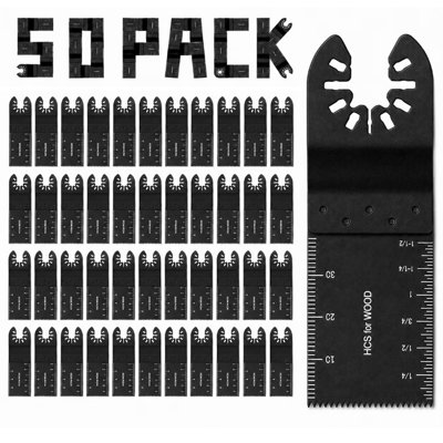 Paquet de 50 lames d'outils oscillants, lames de scie multi-outils universelles à dégagement rapide pour le bois et les matériaux tendres, lames d'outil oscillant multi-outils en acier à haute teneur en carbone pour la réparation de la rénovation, convient à la plupart des outils oscillants